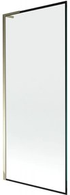 Mexen Next L, 1-krídlová vaňová zástena 80 x 150 cm, 6mm číre sklo-čierny vzor, zlatý lesklý profil, 895-080-000-03-70-50