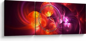 Obraz modernej abstrakcie (s hodinami) (90x30 cm)