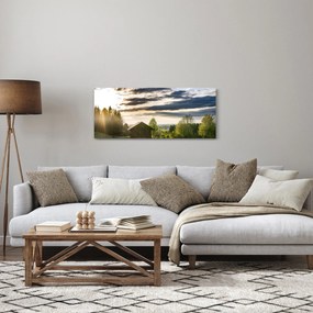Obraz lesnej chaty (120x50 cm)