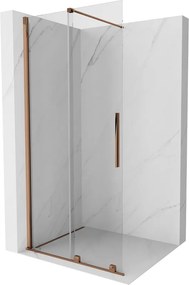Mexen Velar, posuvné dvere do otvoru typ Walk-In 75 cm, 8mm číre sklo, ružové zlato, 871-075-000-03-60