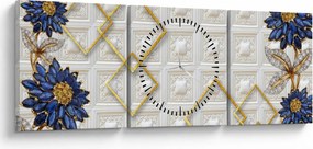 Obraz - Diamantové kvety (s hodinami) (90x30 cm)
