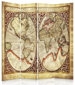 Gario Paraván Stará mapa sveta Rozmery: 145 x 170 cm, Prevedenie: Otočný paraván 360°