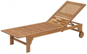 Lehátko HWC-N48, masívne akáciové drevo - sivý vankúš