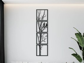 drevko 4-dielny obraz Štebotajúce vtáky