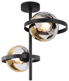 Stropné svietidlo Asturia Ring, 2x zlaté/transparentné sklenené tienidlo, B