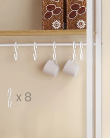 VASAGLE kuchynská polica s integrovanou zásuvkou 40×60×170 cm, dub-biela