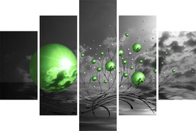 Obraz zelených abstraktných gulí (150x105 cm)