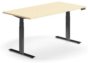Výškovo nastaviteľný stôl QBUS, rovný, 1600x800 mm, čierny rám, breza