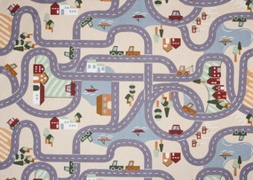 Vopi, AKCIA: 👣🛡️133x133 cm Detský kusový koberec Scanroad 39 - neúčtujeme odrezky z role - obšitý zo všetkých strán + protišmyková, šíře, viacfarebná, filc, detská izba