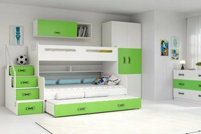 Interbeds Poschodová posteľ MAX 3 + 3x matrace 200x120 zeleno-biela 2026