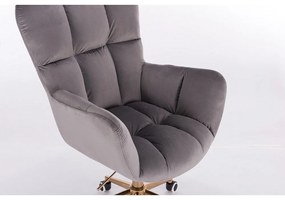 LuxuryForm DESIGN Kreslo AURORA VELUR na zlatom kríži - tmavo šedé