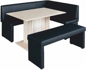 Jedálenský komplet, čierna/dub sonoma, pravý, MODERN