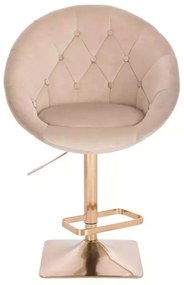 LuxuryForm DESIGN Barová stolička VERA VELUR na zlatej hranatej podstave - latte