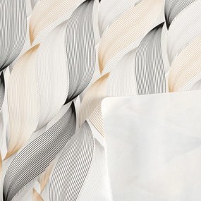 PVC obrus Zlato-strieborné designové vlnky na bielom PV-203 - metráž š. 140 cm