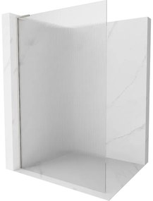 Mexen Kioto L, sprchová zástena Walk-In 80 x 200 cm, 8mm sklo s rebrovým vzorom, brúsená oceľ profil, 800-080-103-97-09