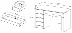 LM Detský písací stolík ADA biely