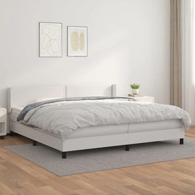 Boxspring posteľ s matracom biela 200x200 cm umelá koža 3130740