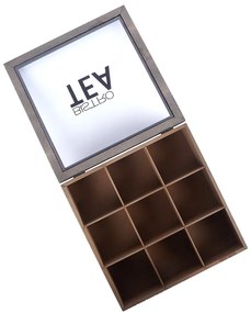 Orion Krabička na čaj, čajový organizér s 9 priehradkami, drevo BISTRO