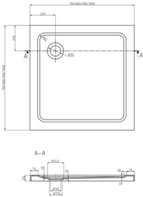 Mexen SLIM - Štvorcová sprchová vanička 80x80x5cm + čierny sifón, čierna, 40708080B