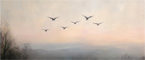 Obraz - Hejno vtákov (120x50 cm)