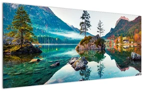 Obraz - Jazero Hintersee, Bavorské Alpy, Rakúsko (120x50 cm)