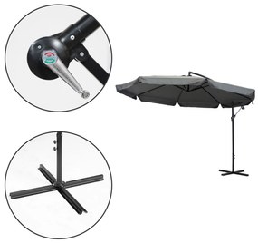 Záhradný slnečník Vlora 340 cm sivý