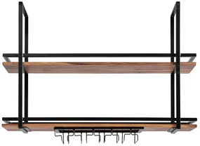 furniture-nabytek.cz - Masívna závesná polica Aro z kovu a dreva, lakovaná, hnedá – 120 cm