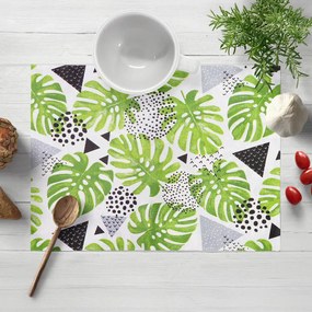 Biante Bavlnené prestieranie na stôl Sandra SA-175 Zelené listy Monstera 30x40 cm