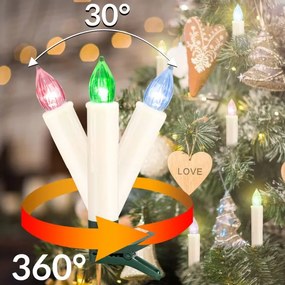 LED sviečky na vianočný stromček, viacfarebné 20ks, vrátane batérií