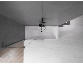 Mexen Velar L, 2-krídlová posuvná vaňová zástena 100 x 150 cm, 8mm číre sklo, grafitová matná, 896-100-003-01-95