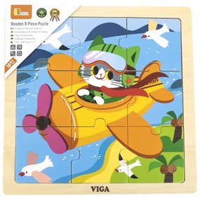 Puzzle na podstavci Viga 44632 9 dielikov - lietadlo