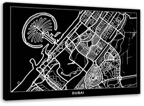 Obraz na plátně Mapa města Dubaj - 120x80 cm
