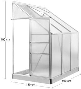 Záhradný skleník k stene Glasshouse 190x130x205 cm - priehľadná