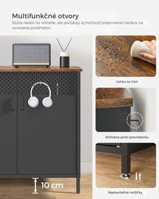 Kovová úložná skrinka BRIX, 76x80x40cm, čierna/hnedá SongmicsHome