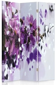 Ozdobný paraván Malované květiny béžová - 110x170 cm, trojdielny, obojstranný paraván 360°