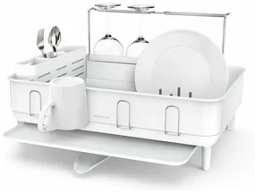 Simplehuman Odkvapkávač riadu s oceľovým rámom na poháre, biela