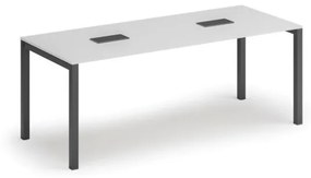 Stôl SQUARE 2000 x 800 x 750, biela + 2x stolná zásuvka TYP II, čierna