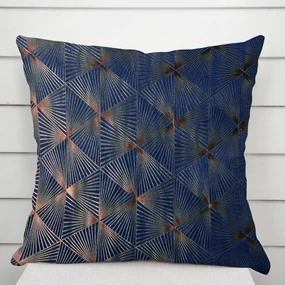Biante Zamatová obliečka na vankúš Isabela IBL-011 Rose Gold trojuholníky na kráľovsky modrom 70 x 90 cm