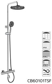 Mereo, Termostatická nástenná vaňová batéria so sprchovou súpravou bez prísl. (tanier, sprcha, hadica), MER-CB60101TSF