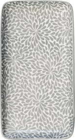 Sivá porcelánová tácka s ornamentami Arés Grey - 20*11*2cm