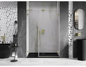 Mexen Lunar-B, L výklopné pravé sprchové dvere 150 cm, 8mm číre sklo, zlatý matný profil, 832SL-150-050-55-00-P