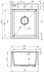 Deante Corio, 1-komorový kuchynský drez 500x400x211 mm, grafitová, DEA-ZRC_2103