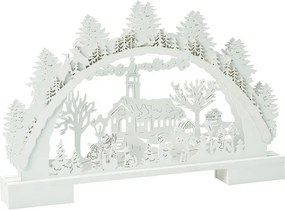Drevená dekorácia s LED 41 cm, biela, assort