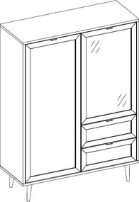 Vysoká skrinka s presklením Bali, dub sonoma/výplet