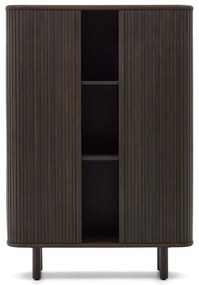 Tmavohnedá skrinka v dekore jaseňa s posuvnými dverami 110x140 cm Mailen – Kave Home