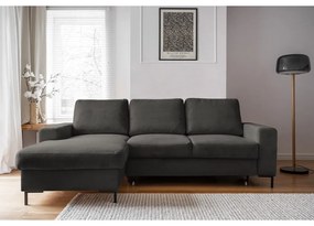 Tmavosivá menčestrová rozkladacia rohová pohovka (ľavý roh) Lofty Lilly – Miuform