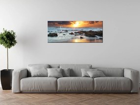 Gario Obraz s hodinami Západ slnka nad oceánom Rozmery: 30 x 30 cm