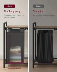 2-priehradkový kôš na bielizeň, 2 x 46 l, 73 x 33 x 72 cm, ťavohnedá a čierna farba