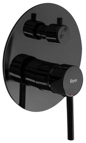Rea Lungo, podomietkový sprchový set s dažďovou hlavovou a ručnou sprchou, čierna lesklá, REA-P4420