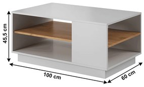 Konferenčný stolík Trelop (biela + dub craft zlatý). Vlastná spoľahlivá doprava až k Vám domov. 1033957